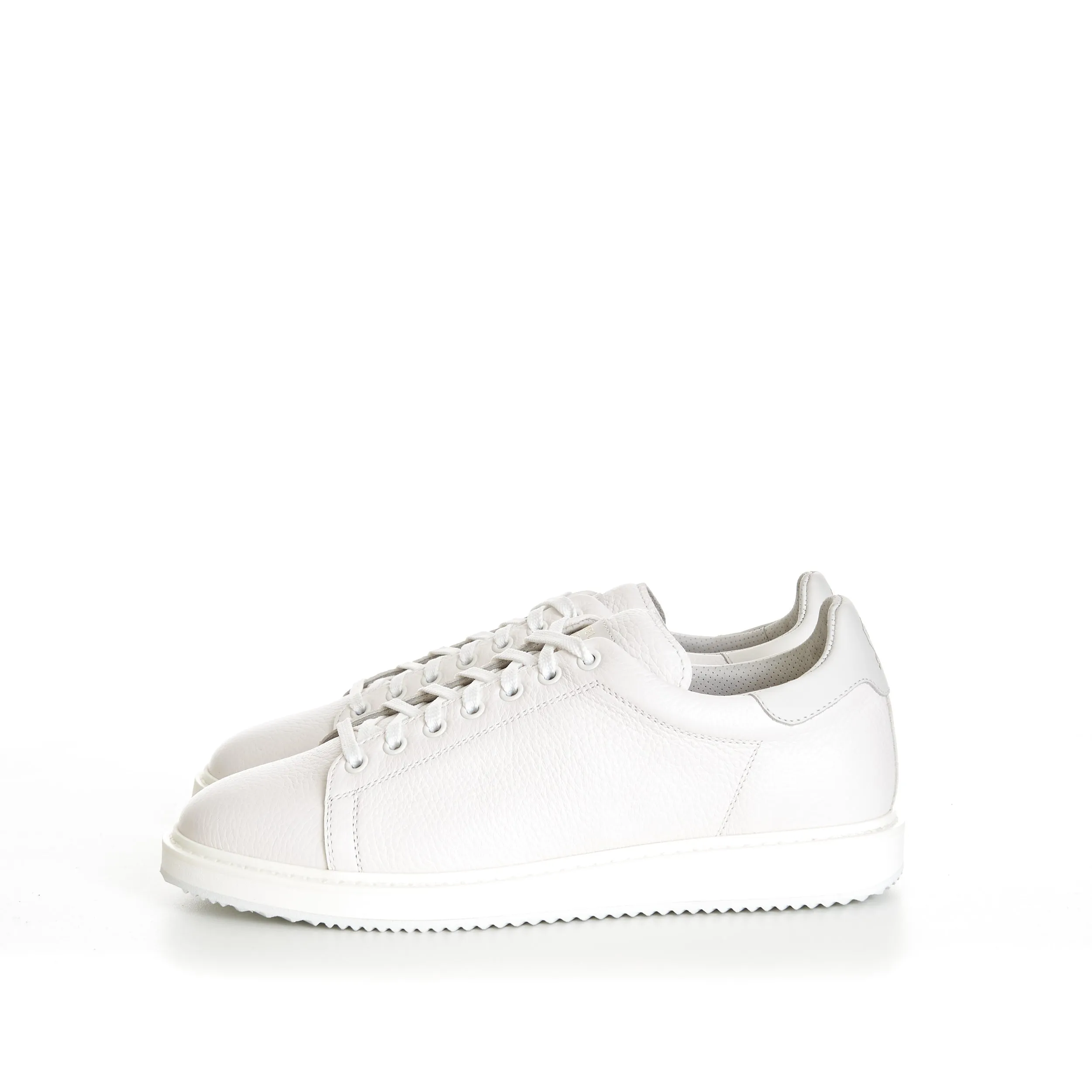 White Grained Calfskin Leather Low Top Sneakers