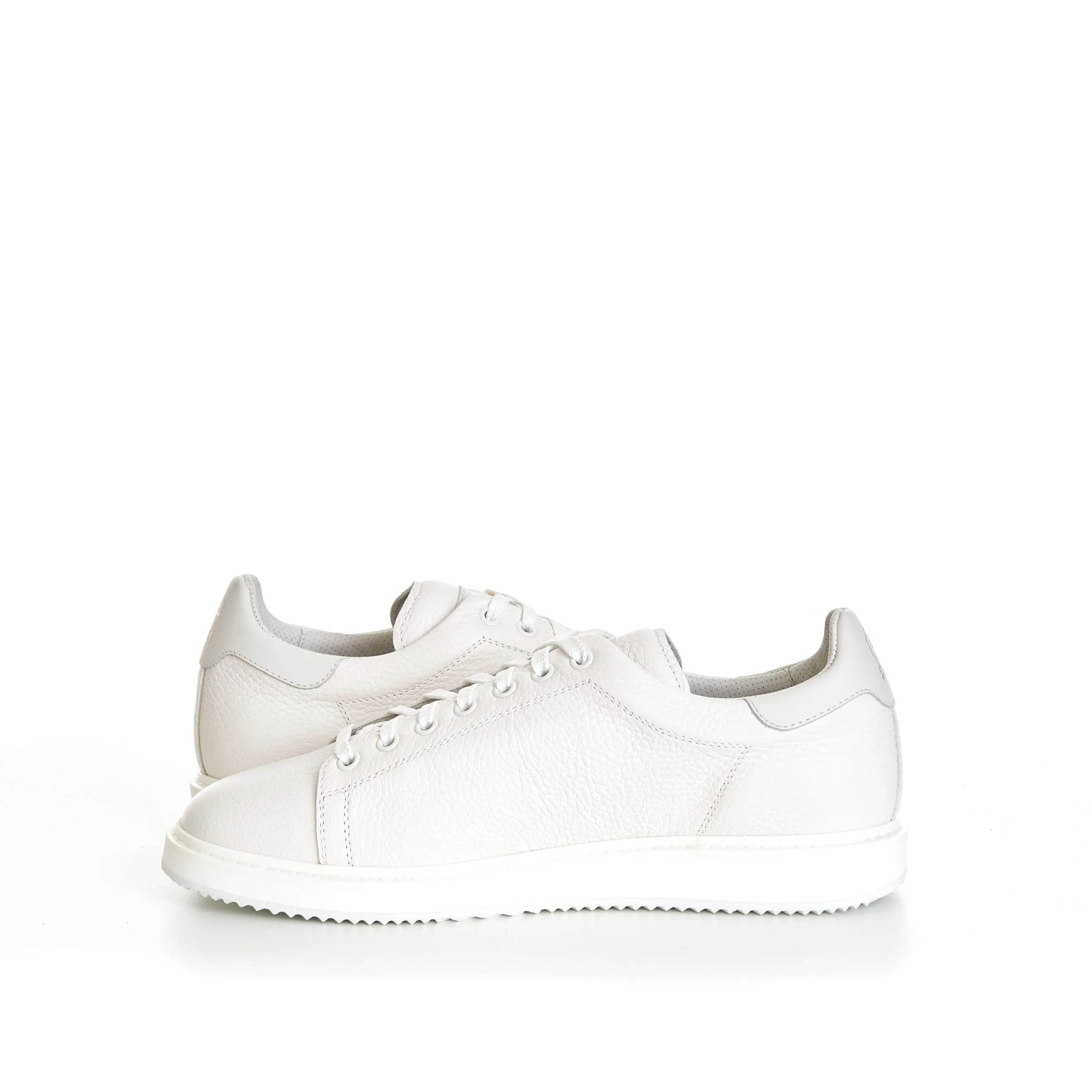 White Grained Calfskin Leather Low Top Sneakers