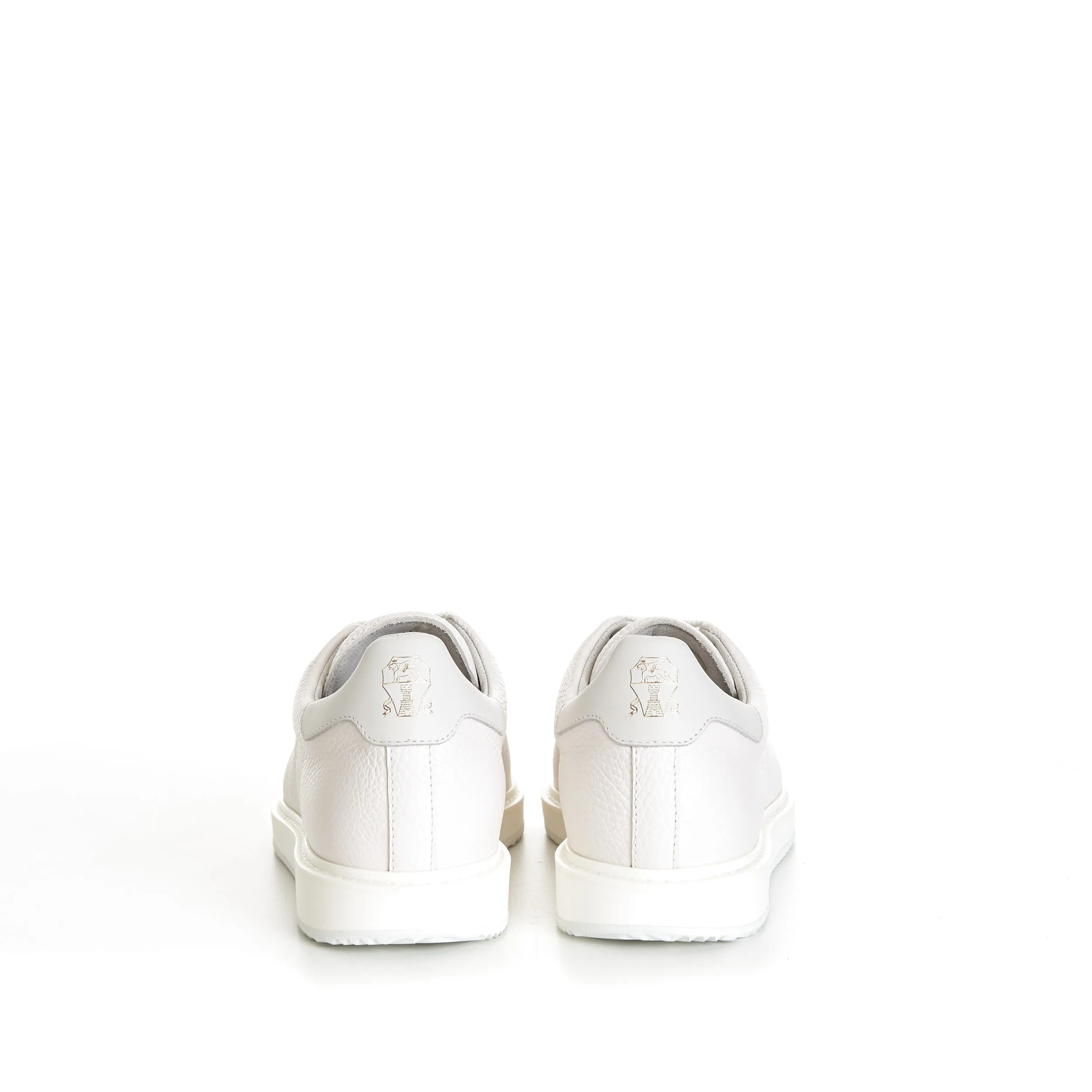 White Grained Calfskin Leather Low Top Sneakers