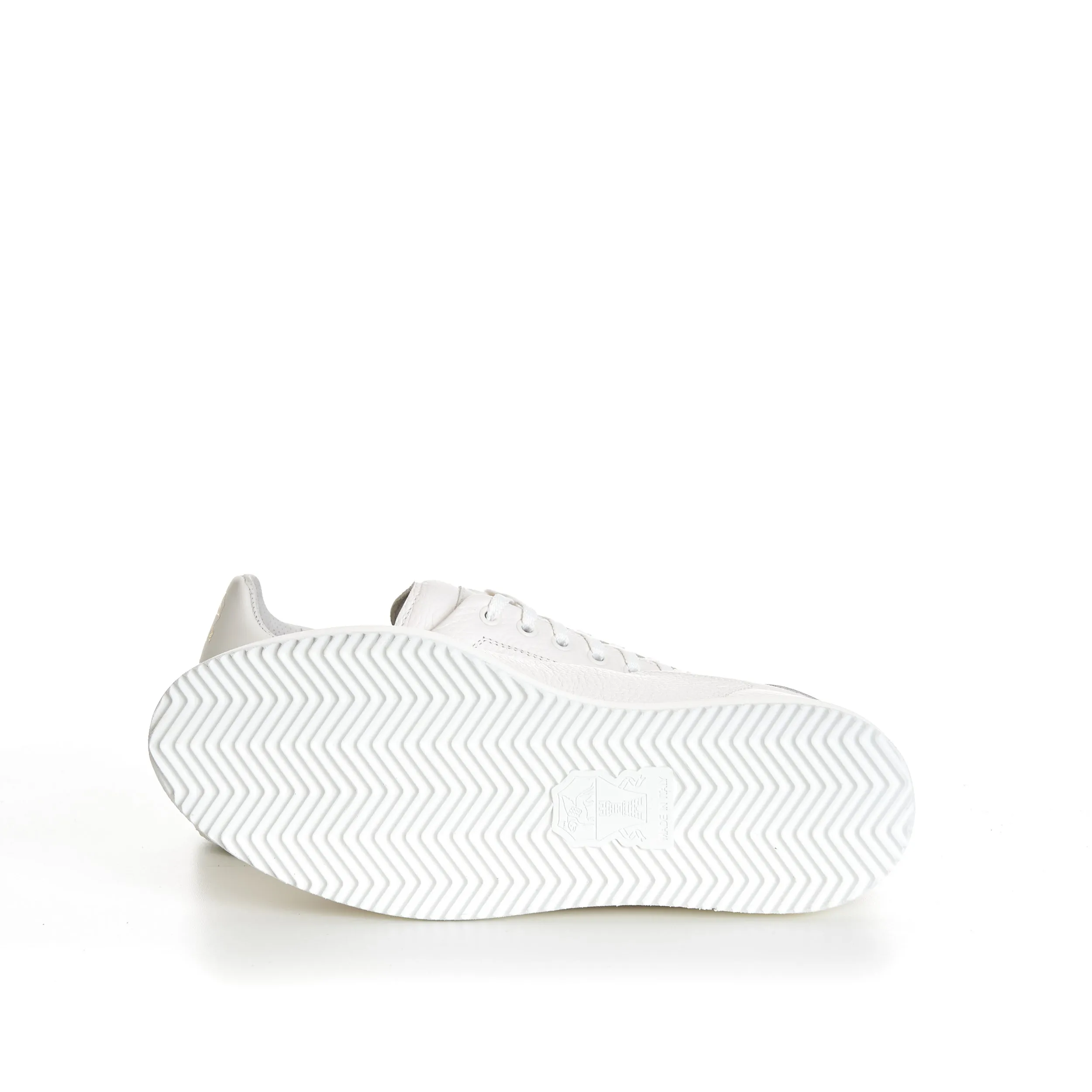 White Grained Calfskin Leather Low Top Sneakers