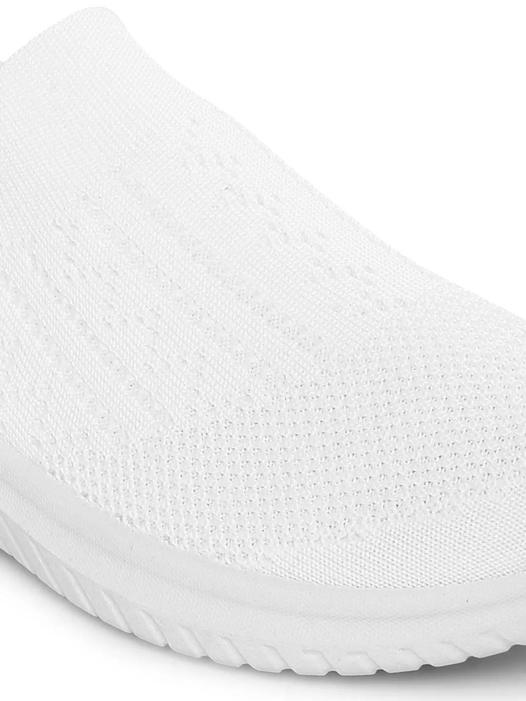 White Knitted Slip-On Sneakers