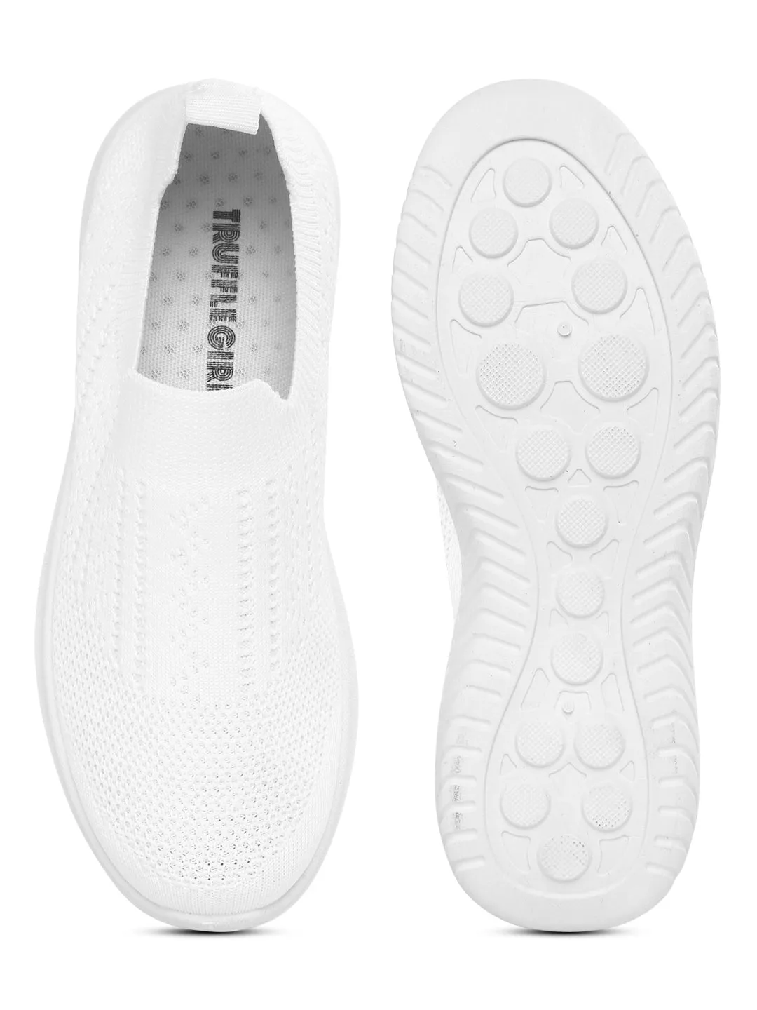 White Knitted Slip-On Sneakers