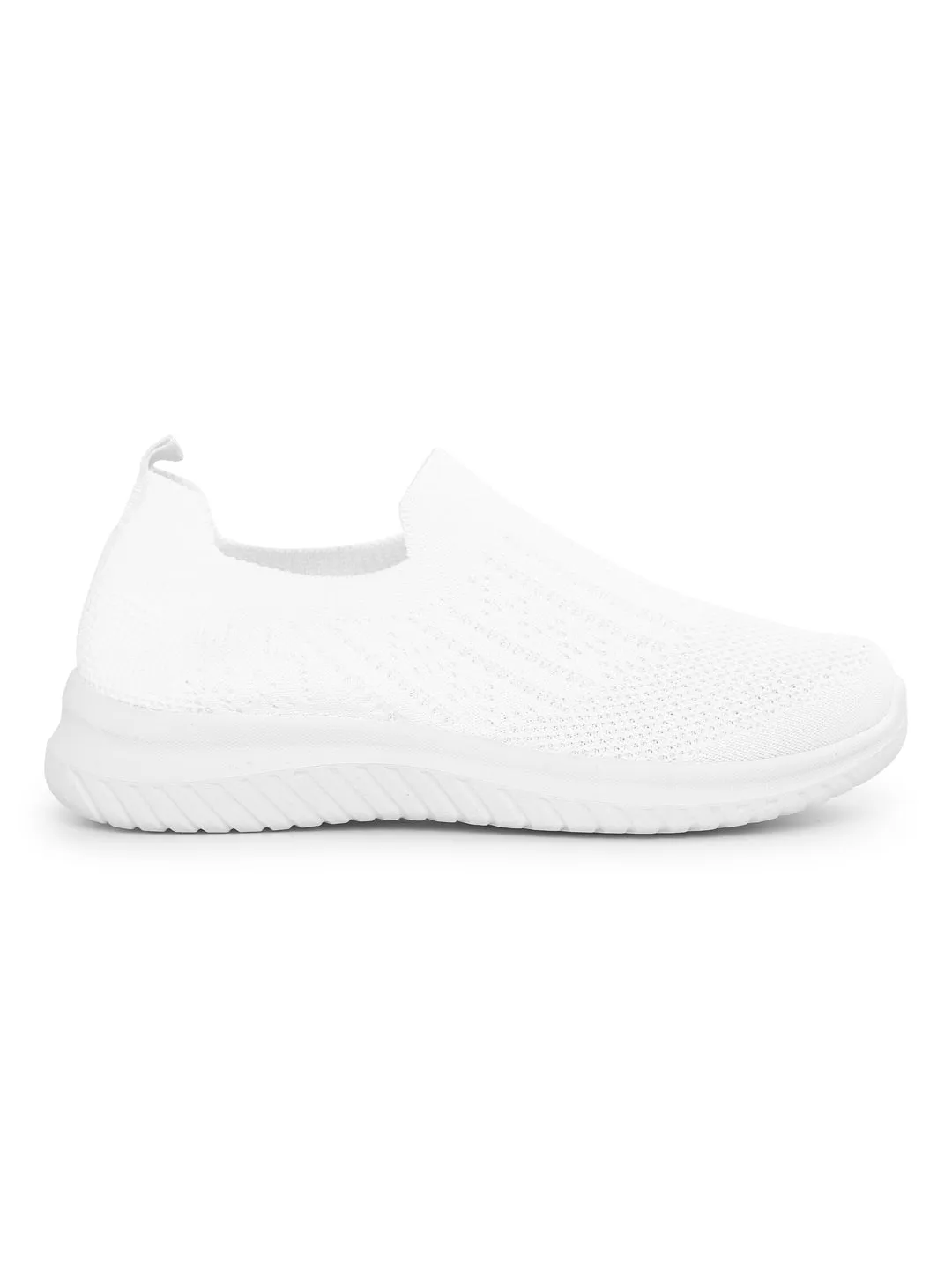 White Knitted Slip-On Sneakers