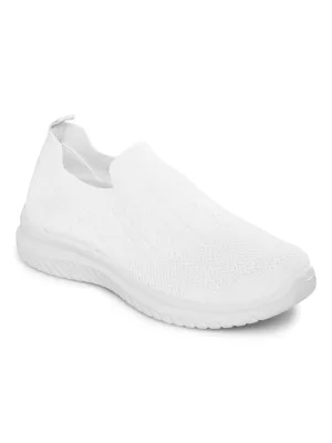 White Knitted Slip-On Sneakers