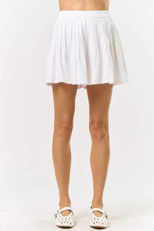White Pleated Shorts