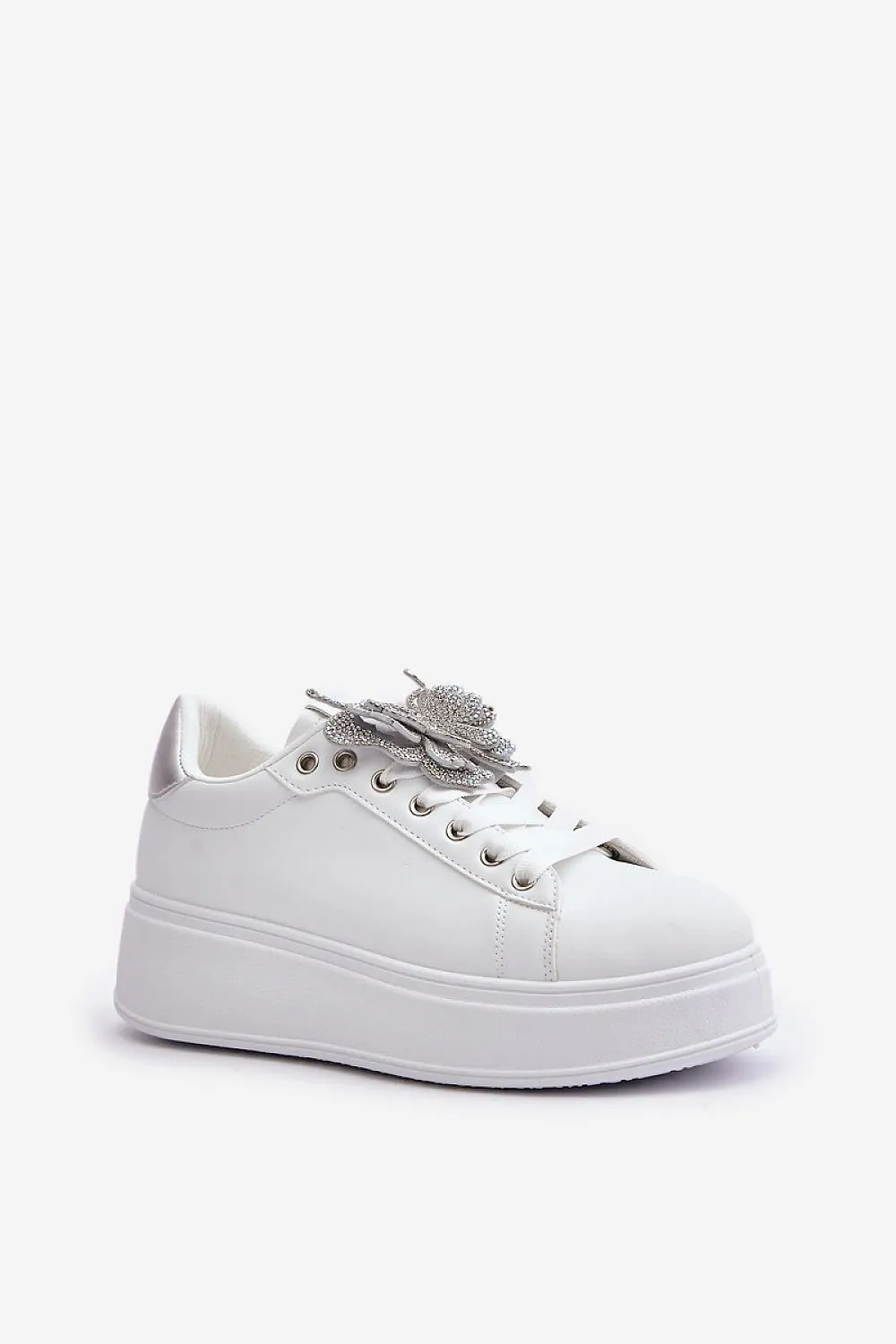 White sneakers with decorative shiny butterfly