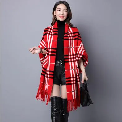 Winter Women Scarf Long Wrap Shawl Thick Warm Scarves Cotton Cashmere Wool Blended Poncho Solid Women's Scarf Cape with Sleeves