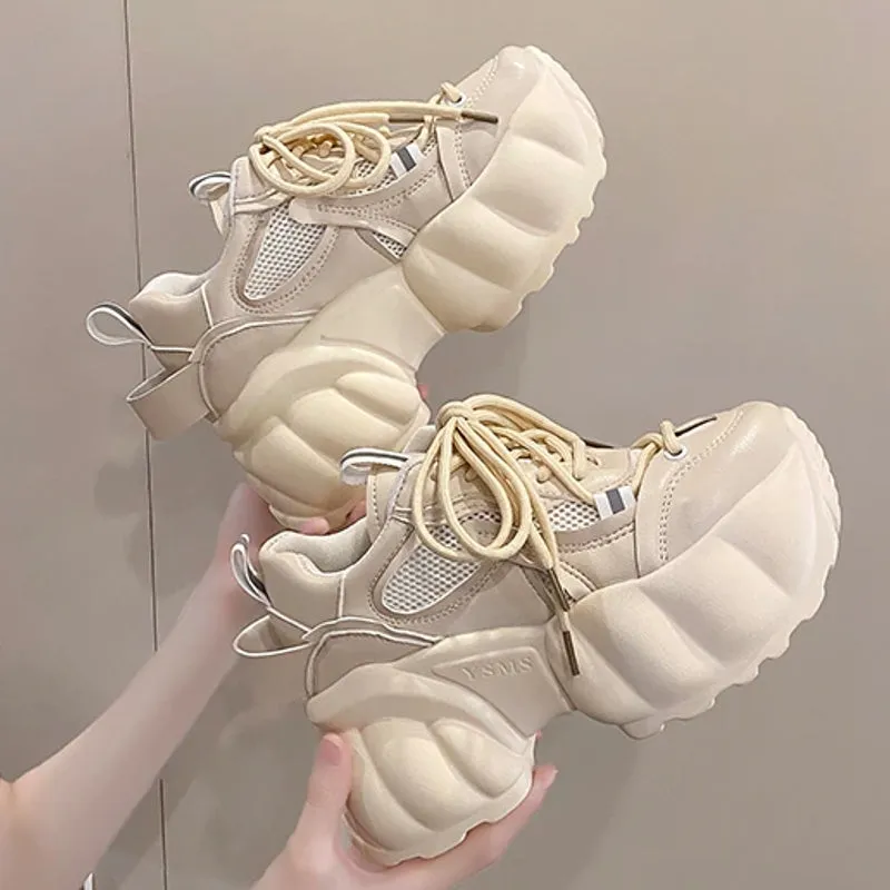 Women Chunky Sneakers 8cm High Platform White Sports