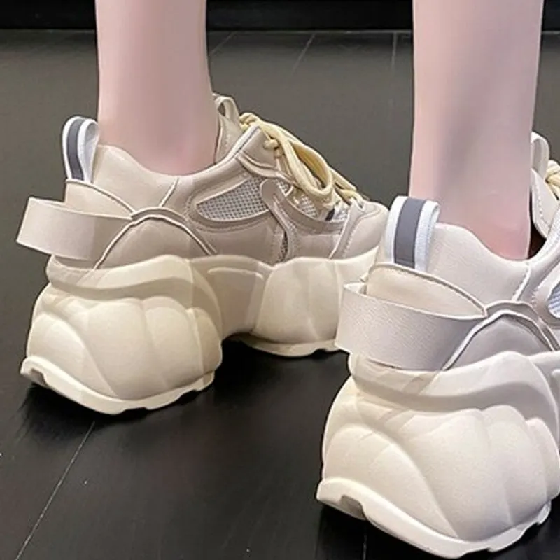 Women Chunky Sneakers 8cm High Platform White Sports