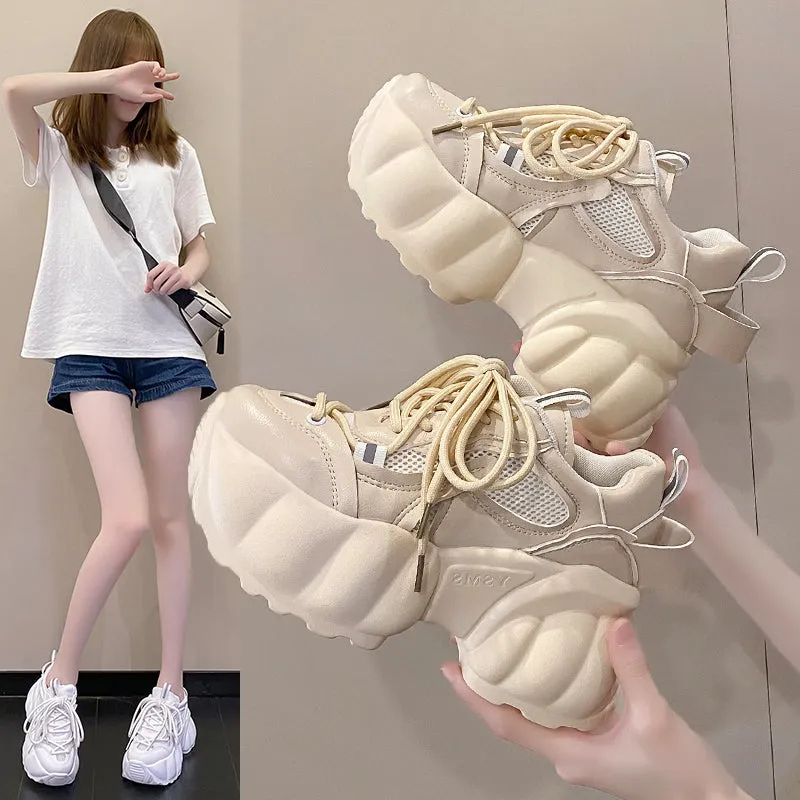 Women Chunky Sneakers 8cm High Platform White Sports