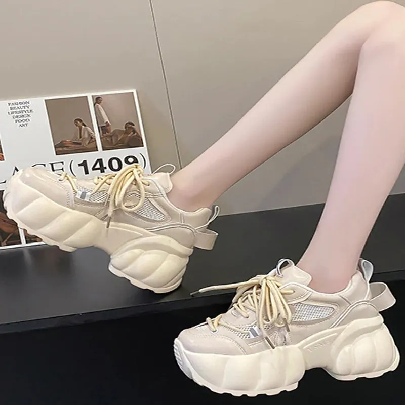 Women Chunky Sneakers 8cm High Platform White Sports
