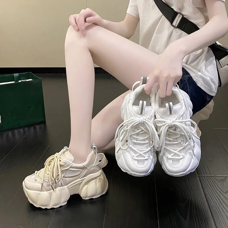 Women Chunky Sneakers 8cm High Platform White Sports