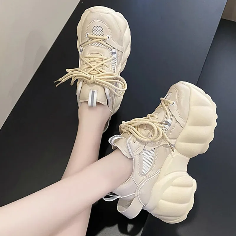 Women Chunky Sneakers 8cm High Platform White Sports