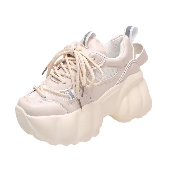 Women Chunky Sneakers 8cm High Platform White Sports