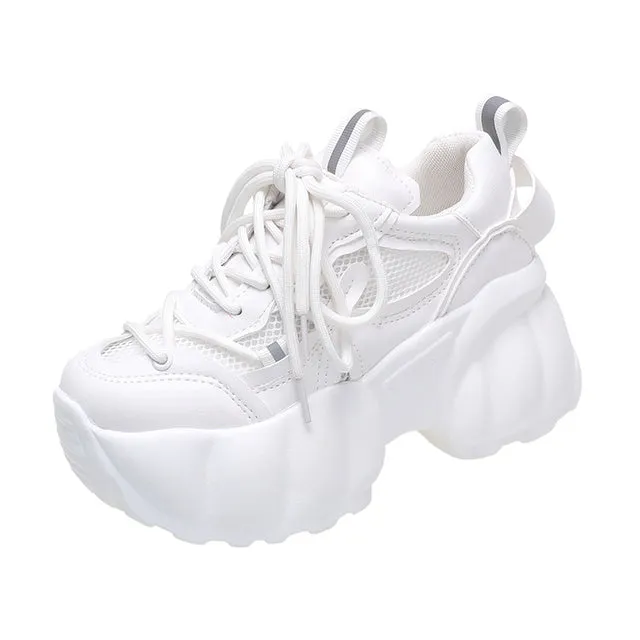 Women Chunky Sneakers 8cm High Platform White Sports
