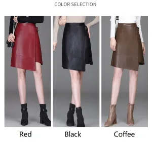 Women  Leather  Short Skirt Women Club Wear Knee Length Skirts