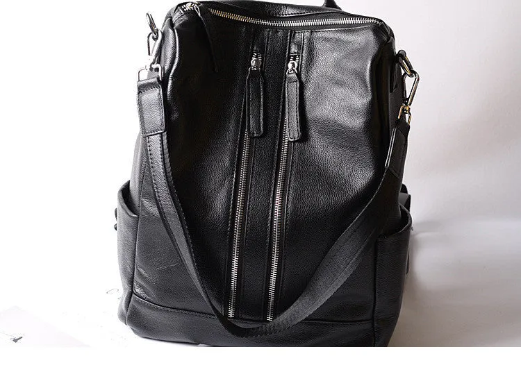 Women Leather Shoulder Bag, Convertible Backpack, Full Grain Leather Backpack Purse