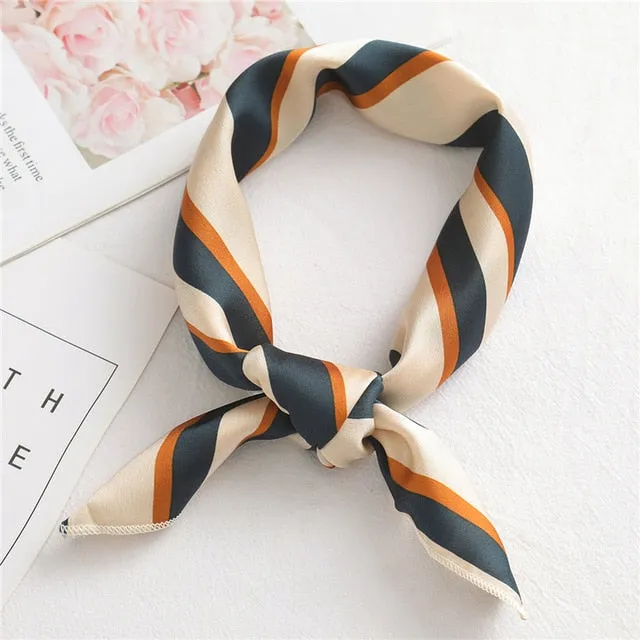 Women Small Satin Scarf Foulard Handkerchief Bandana Neck Hair Tie Scarves Shawls