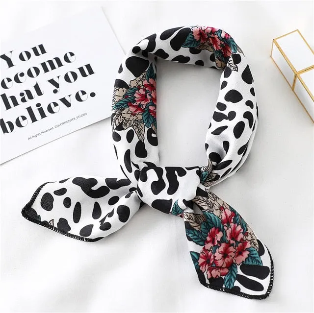 Women Small Satin Scarf Foulard Handkerchief Bandana Neck Hair Tie Scarves Shawls