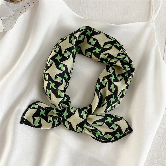 Women Small Satin Scarf Foulard Handkerchief Bandana Neck Hair Tie Scarves Shawls