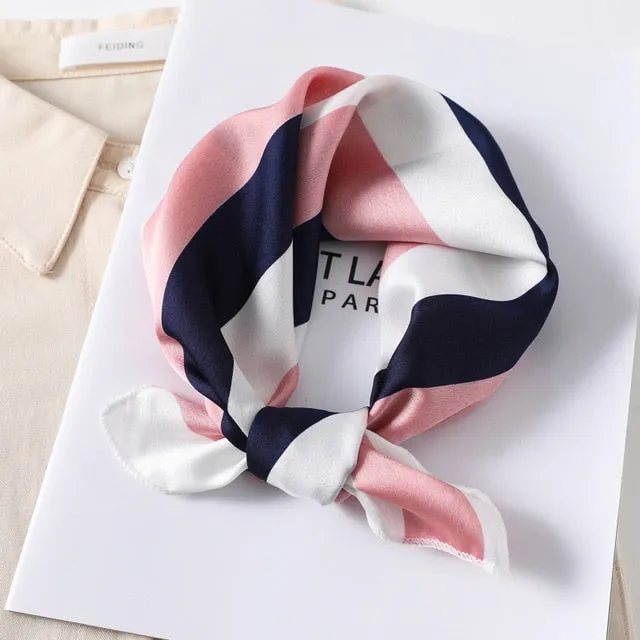 Women Small Satin Scarf Foulard Handkerchief Bandana Neck Hair Tie Scarves Shawls