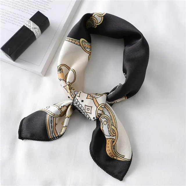 Women Small Satin Scarf Foulard Handkerchief Bandana Neck Hair Tie Scarves Shawls