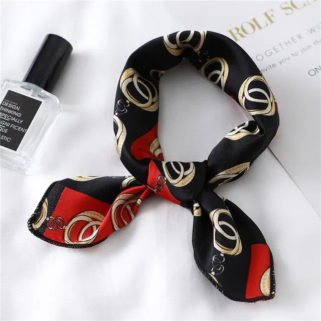 Women Small Satin Scarf Foulard Handkerchief Bandana Neck Hair Tie Scarves Shawls