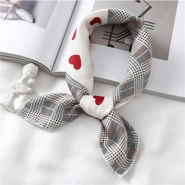 Women Small Satin Scarf Foulard Handkerchief Bandana Neck Hair Tie Scarves Shawls