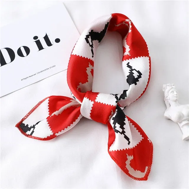 Women Small Satin Scarf Foulard Handkerchief Bandana Neck Hair Tie Scarves Shawls