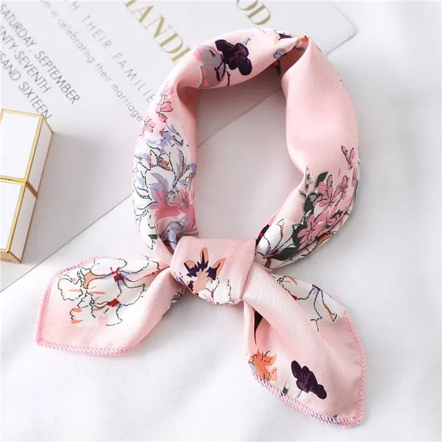 Women Small Satin Scarf Foulard Handkerchief Bandana Neck Hair Tie Scarves Shawls