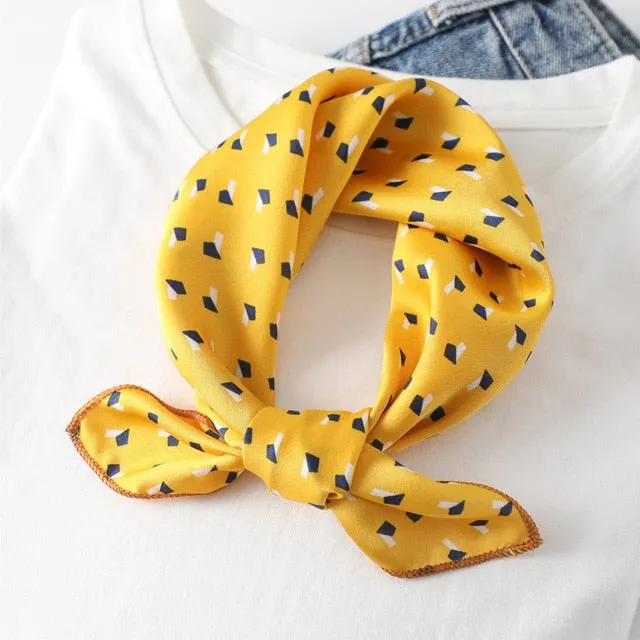 Women Small Satin Scarf Foulard Handkerchief Bandana Neck Hair Tie Scarves Shawls