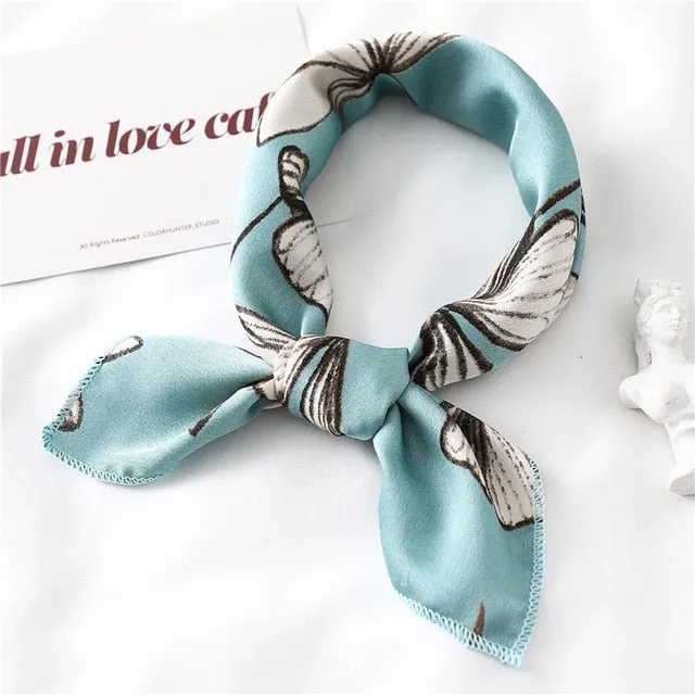 Women Small Satin Scarf Foulard Handkerchief Bandana Neck Hair Tie Scarves Shawls