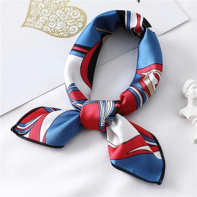 Women Small Satin Scarf Foulard Handkerchief Bandana Neck Hair Tie Scarves Shawls