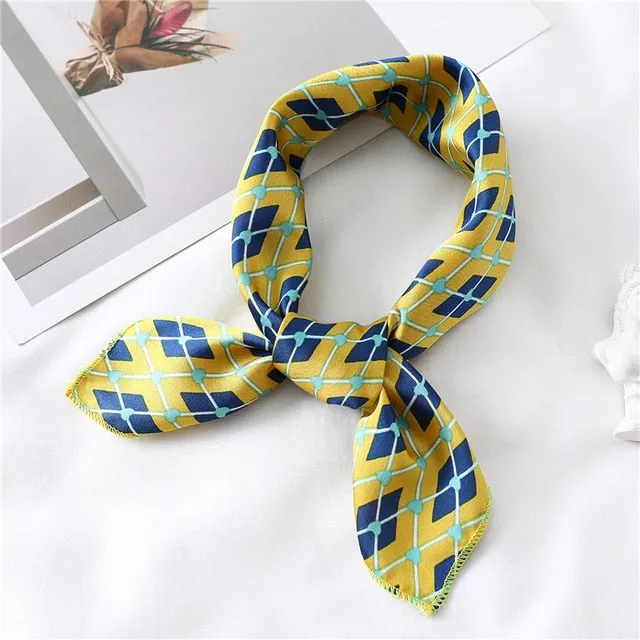 Women Small Satin Scarf Foulard Handkerchief Bandana Neck Hair Tie Scarves Shawls