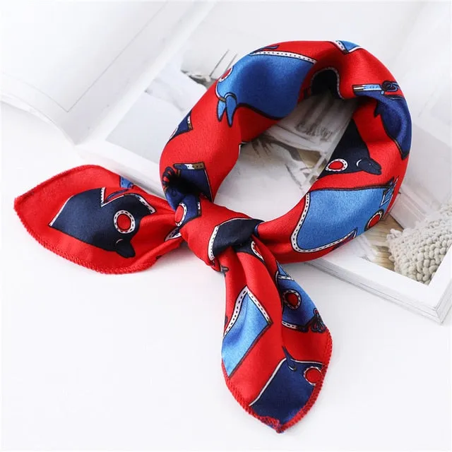 Women Small Satin Scarf Foulard Handkerchief Bandana Neck Hair Tie Scarves Shawls