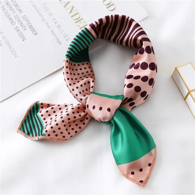 Women Small Satin Scarf Foulard Handkerchief Bandana Neck Hair Tie Scarves Shawls