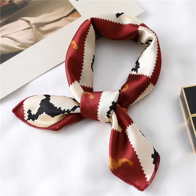 Women Small Satin Scarf Foulard Handkerchief Bandana Neck Hair Tie Scarves Shawls