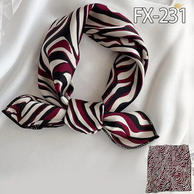 Women Small Satin Scarf Foulard Handkerchief Bandana Neck Hair Tie Scarves Shawls