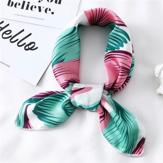 Women Small Satin Scarf Foulard Handkerchief Bandana Neck Hair Tie Scarves Shawls