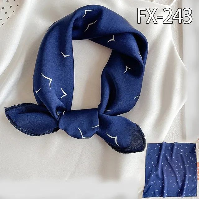 Women Small Satin Scarf Foulard Handkerchief Bandana Neck Hair Tie Scarves Shawls