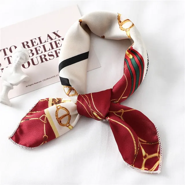 Women Small Satin Scarf Foulard Handkerchief Bandana Neck Hair Tie Scarves Shawls