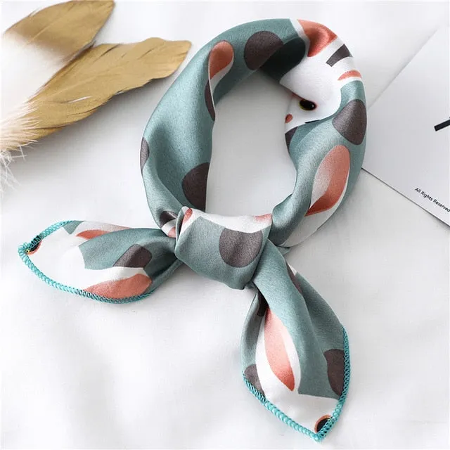 Women Small Satin Scarf Foulard Handkerchief Bandana Neck Hair Tie Scarves Shawls