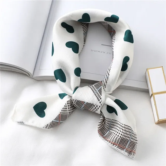 Women Small Satin Scarf Foulard Handkerchief Bandana Neck Hair Tie Scarves Shawls
