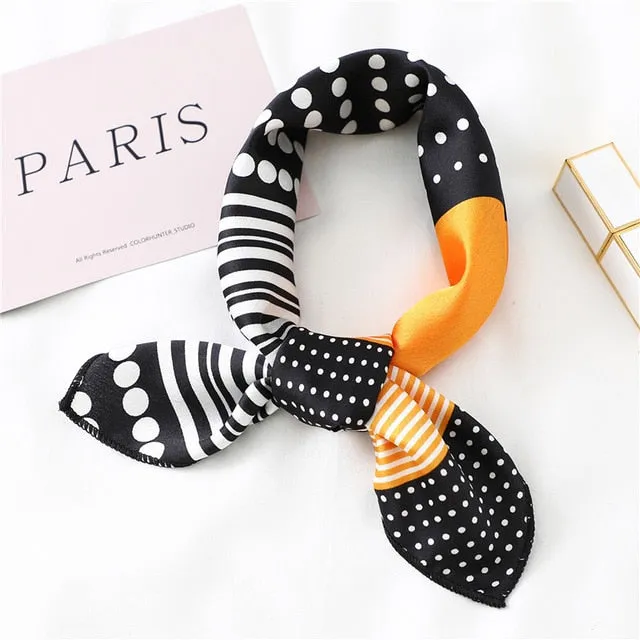 Women Small Satin Scarf Foulard Handkerchief Bandana Neck Hair Tie Scarves Shawls