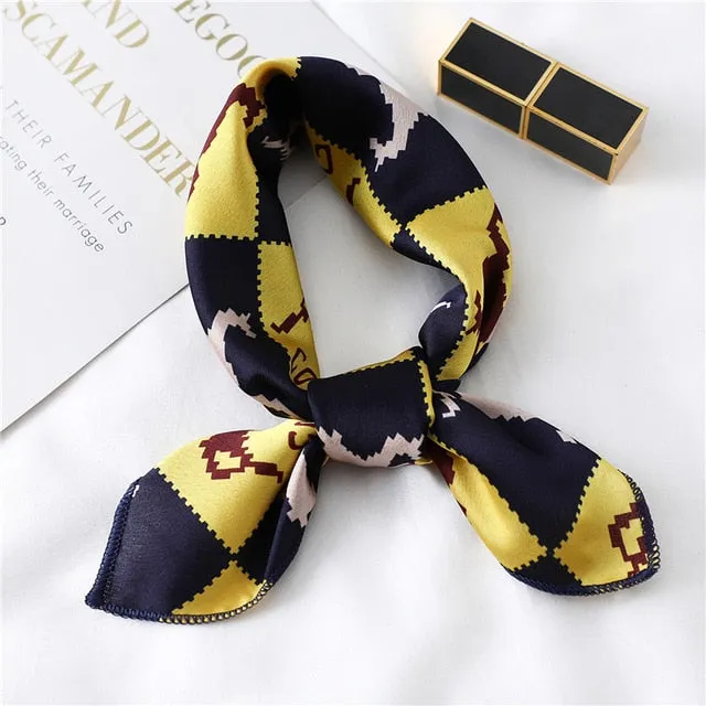 Women Small Satin Scarf Foulard Handkerchief Bandana Neck Hair Tie Scarves Shawls