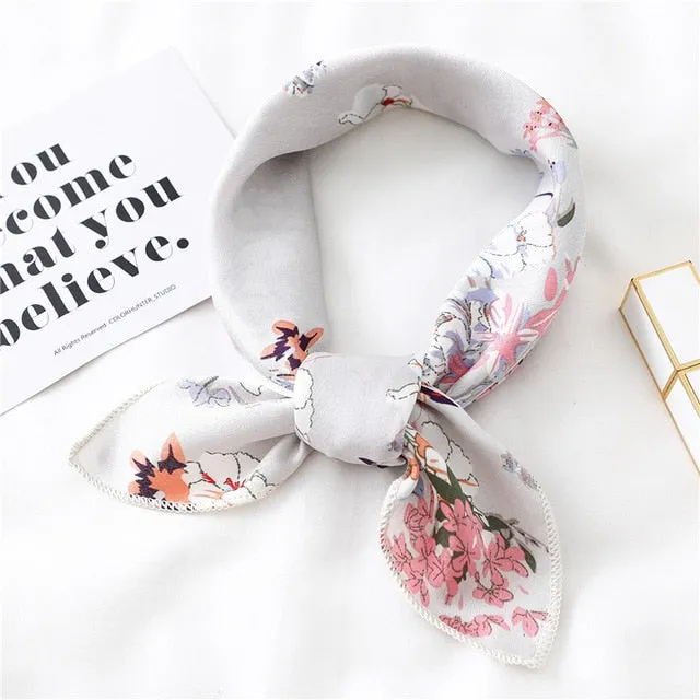 Women Small Satin Scarf Foulard Handkerchief Bandana Neck Hair Tie Scarves Shawls