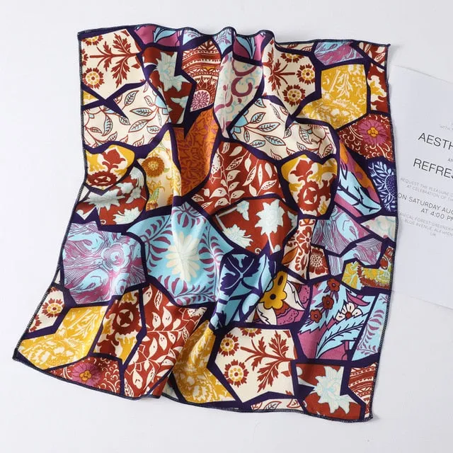 Women Small Satin Scarf Foulard Handkerchief Bandana Neck Hair Tie Scarves Shawls