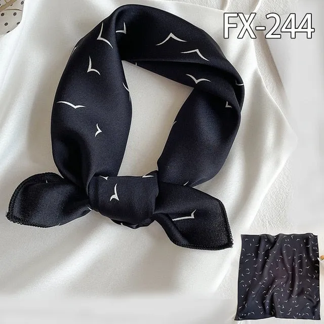 Women Small Satin Scarf Foulard Handkerchief Bandana Neck Hair Tie Scarves Shawls