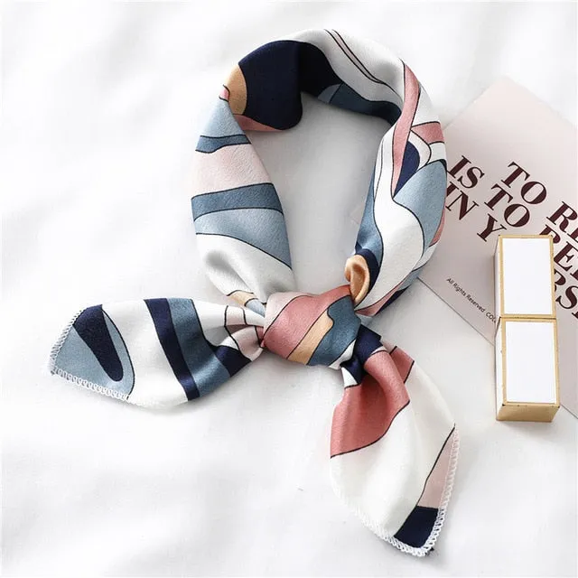 Women Small Satin Scarf Foulard Handkerchief Bandana Neck Hair Tie Scarves Shawls