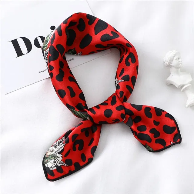 Women Small Satin Scarf Foulard Handkerchief Bandana Neck Hair Tie Scarves Shawls